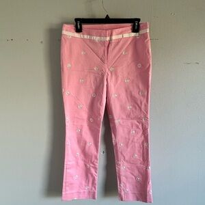 Lilly Pulitzer Pink Pants with White Embroidery